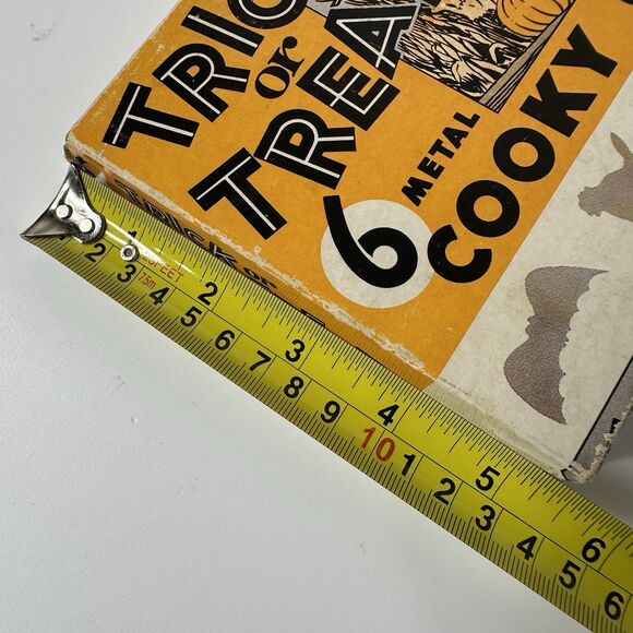 Vtg Halloween Trick Or Treat 6 Metal Cooky Cutters In Box Bat Witch Owl Cat 50s - Picture 15 of 16